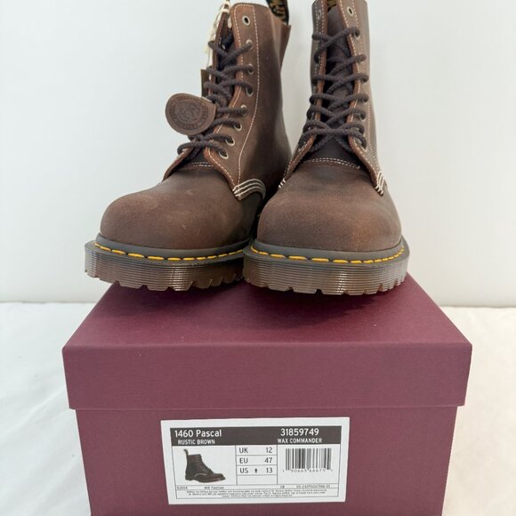 Dr. Martens 1460 Wax Commander Leather Lace Up Boot  Brown SZ 13 NEW - Picture 6 of 10